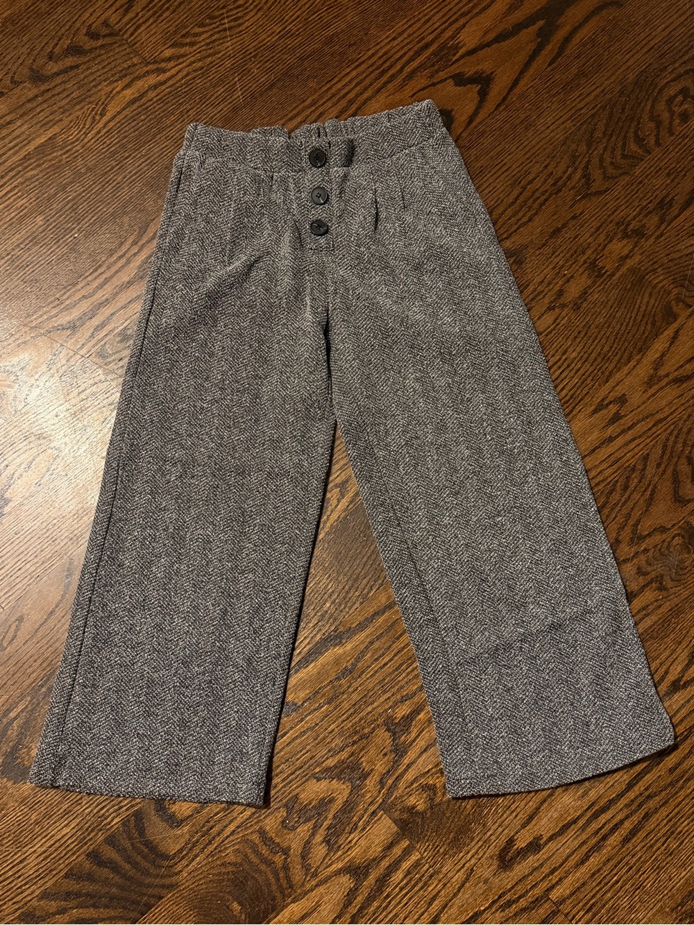 ZARA WIDE LEG Kids Gray Herringbone Wide-Leg Pants